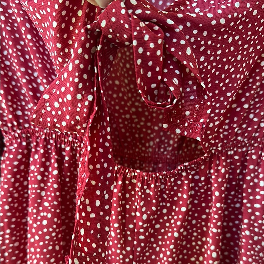SHEIN Unity Ruffle Trim Tie Front Dalmatian Romper - Picture 11 of 14